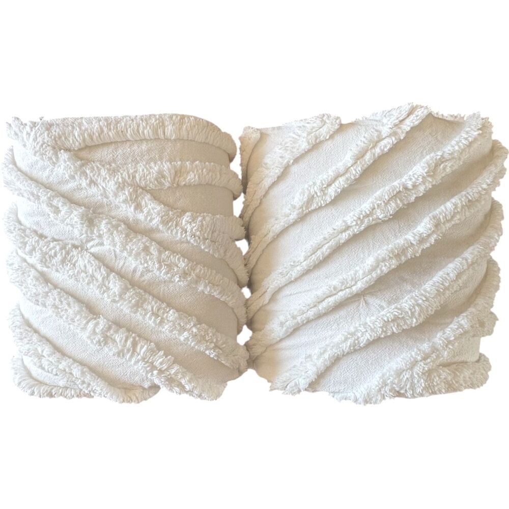 Pottery Barn Teen Dorm Modern Artisan Quilted Sham Standard Pair Ivory NWOT